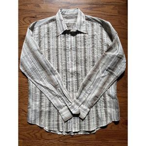 Ted Baker Long Sleeved Pleated‎ Front Striped Button Down Shirt Size 6